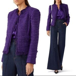 NWOT l’agence  Angelina Tweed Blazer size 4 purple.